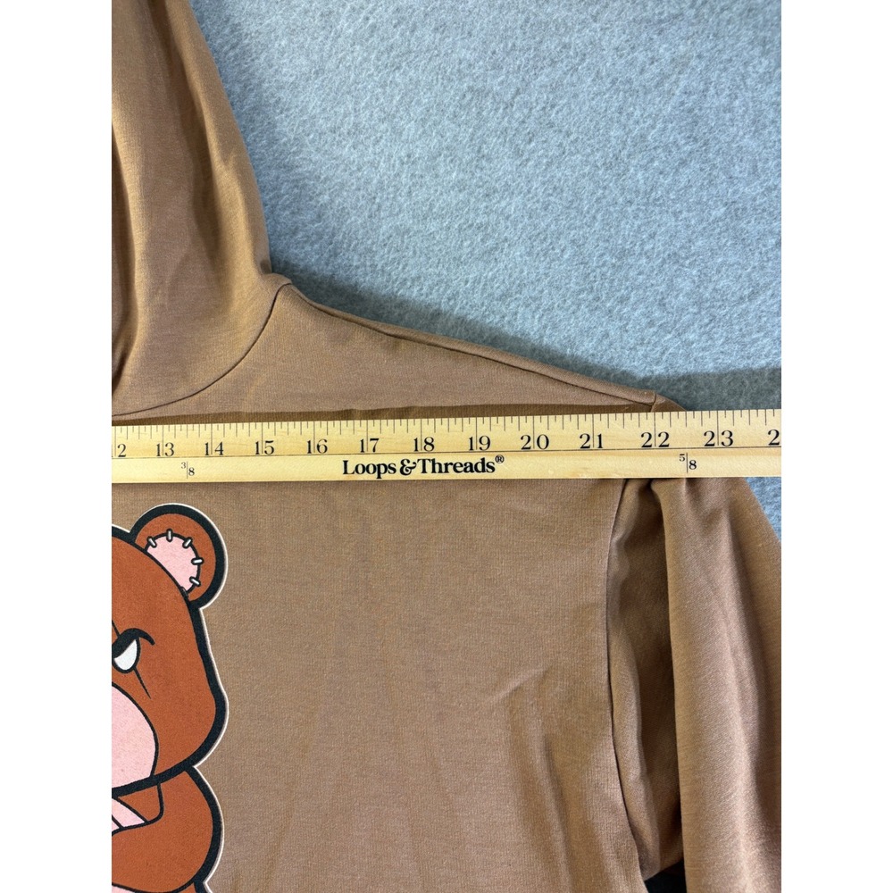 Yellow Cabbage Hustle Hard Bear Cropped Hoodie Brown Medium YT4603 Streetwear - Picture 4 of 9